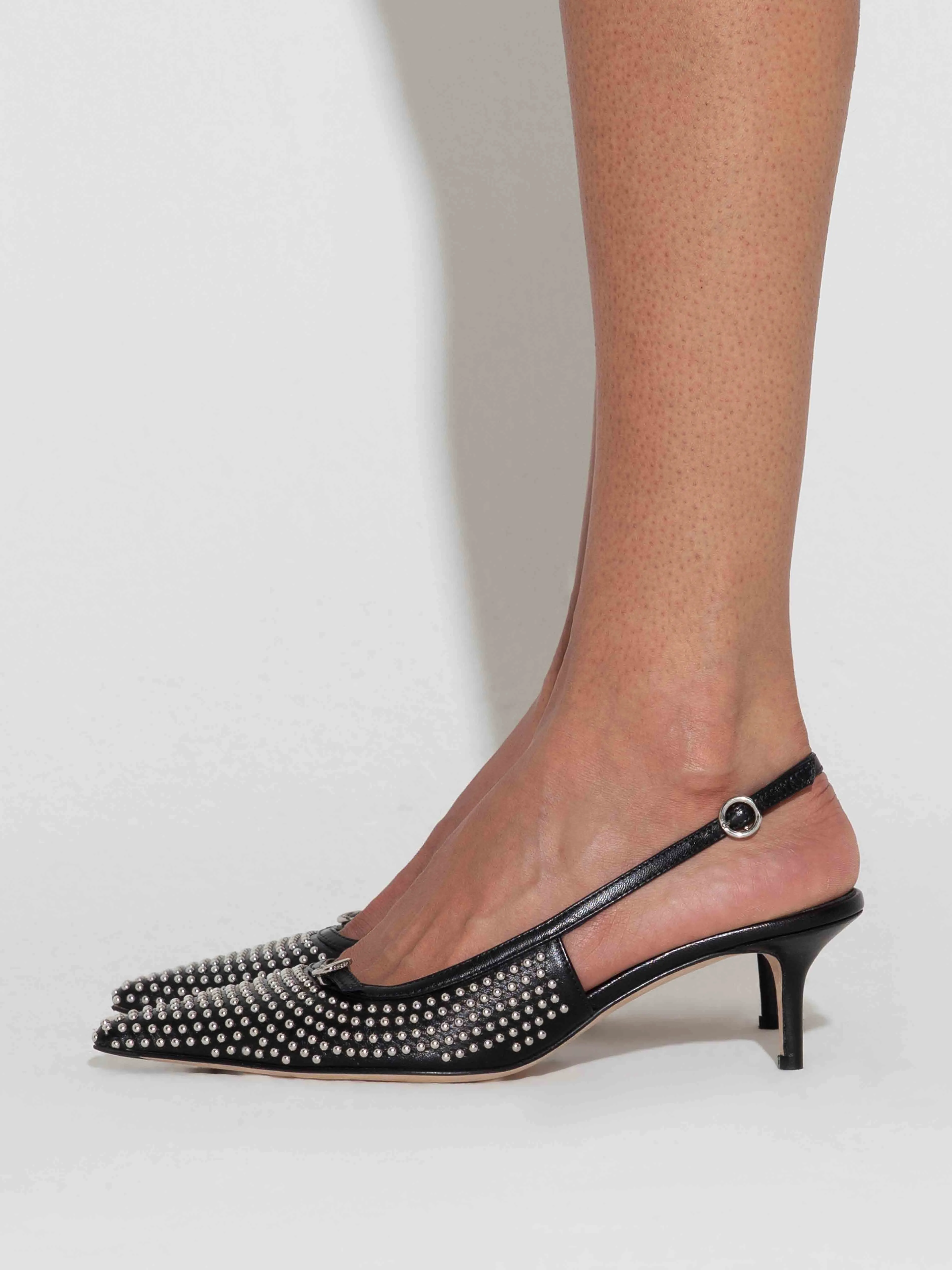 Saba Mini Stud Leather Slingback Pumps