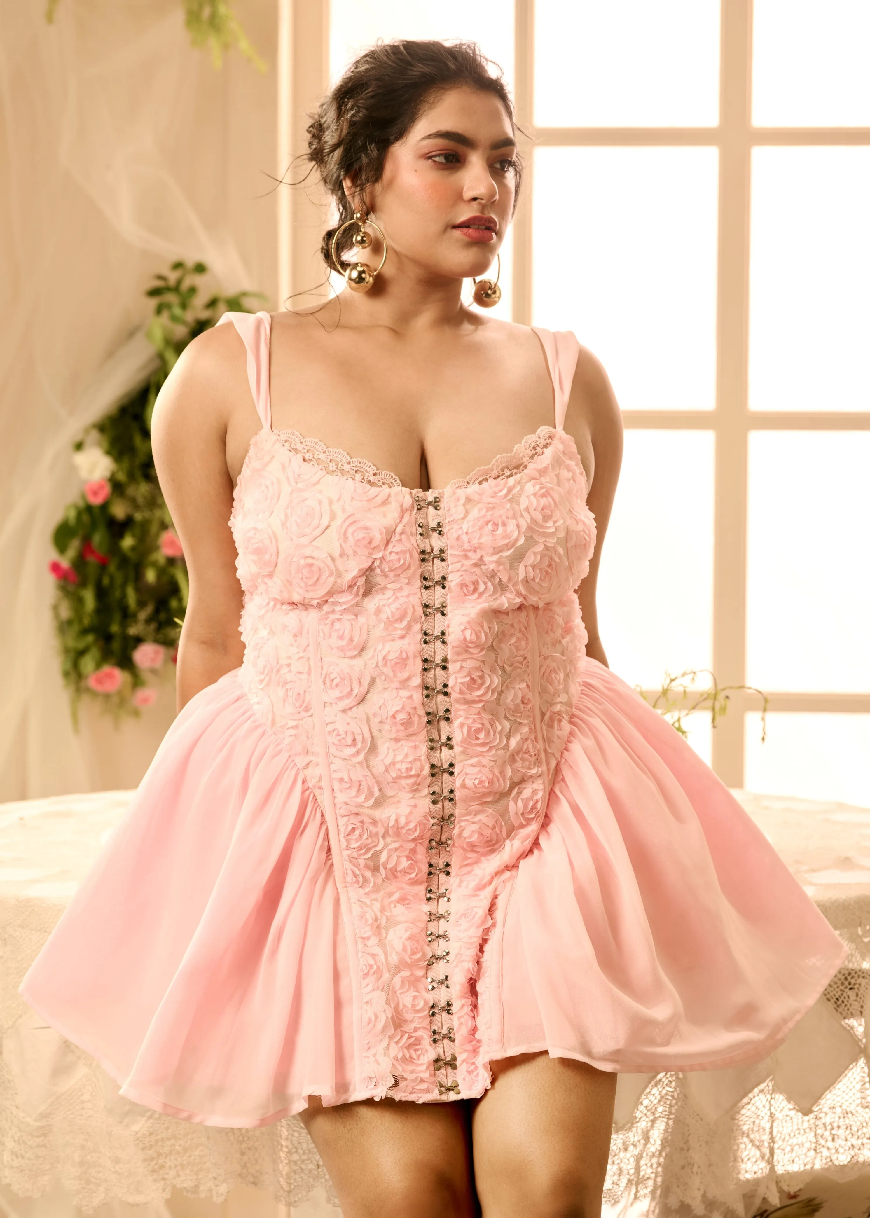 Sandrine Baby Pink Mini Corset Dress