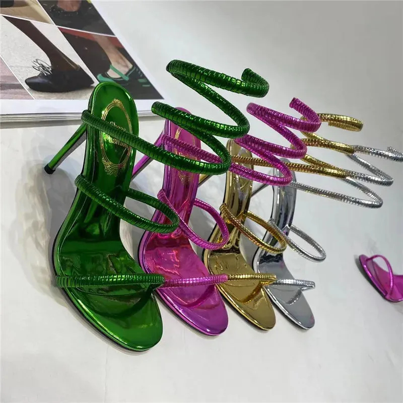 Sequin Snake Winding Heels