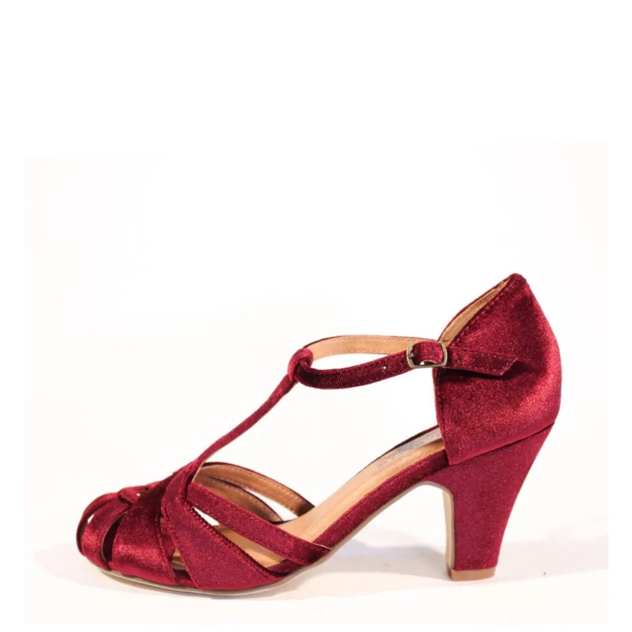 Sergi Velvet T-Strap Heels