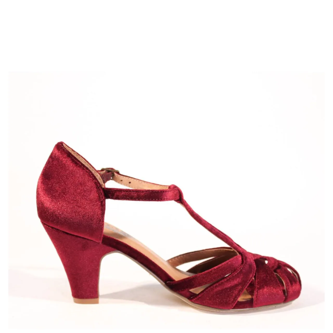 Sergi Velvet T-Strap Heels