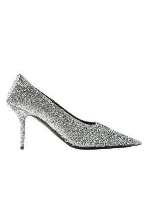 Silver Square Knife 80 Embellished Leather Pumps