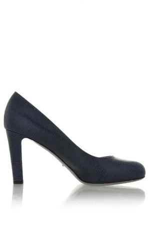 SNAKE Blue Leather Pumps