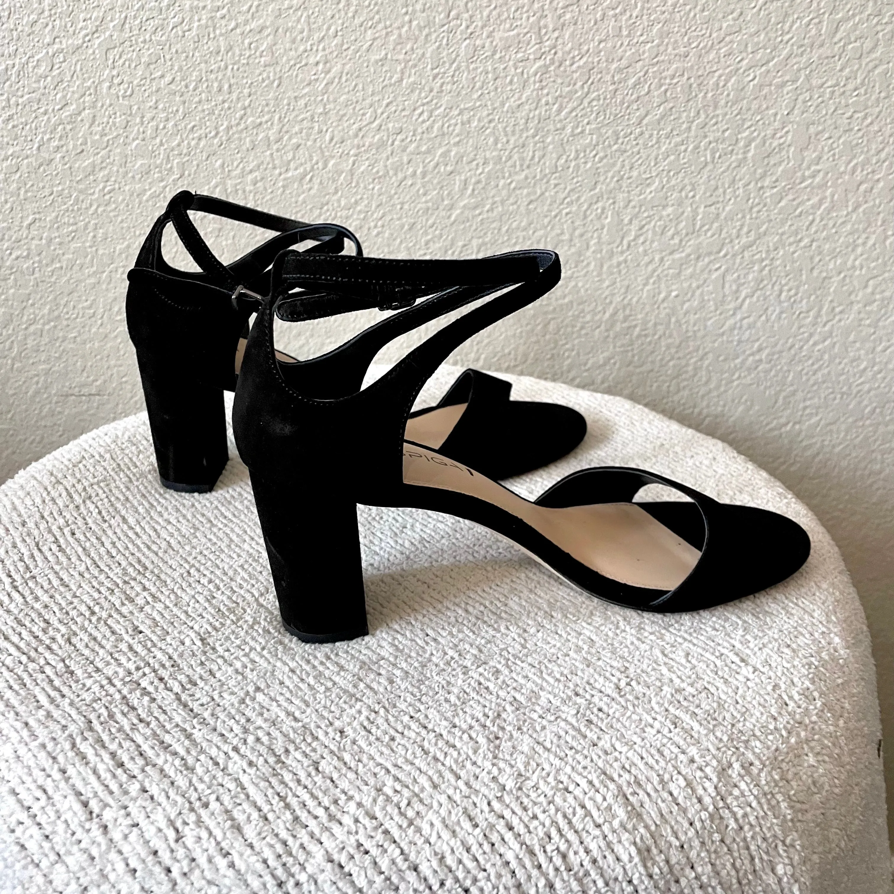 Suede Ankle Wrap Heels