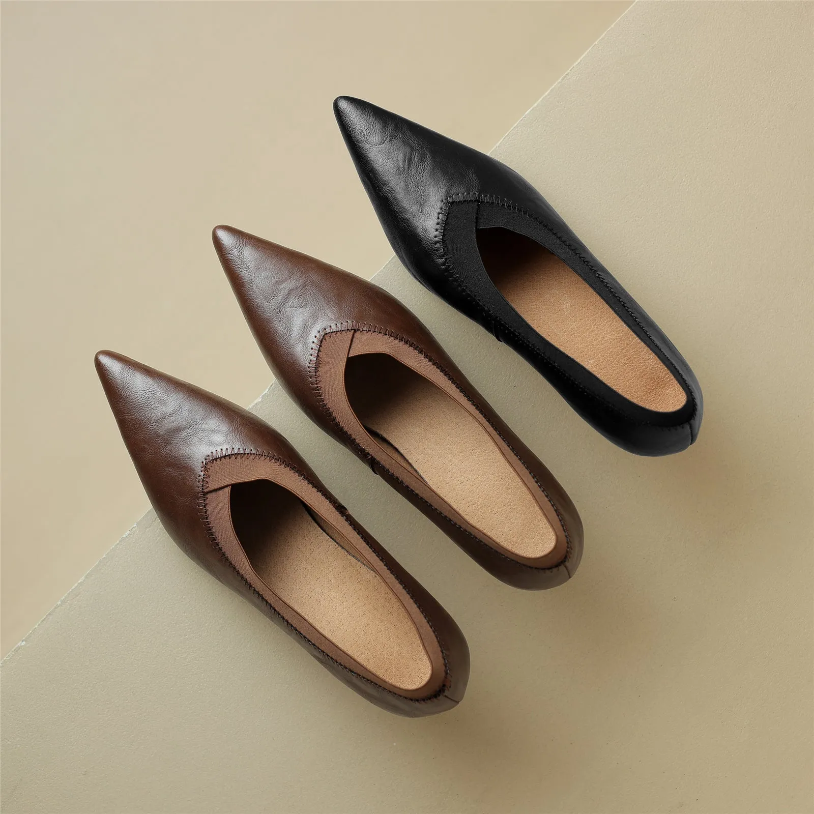 TinaCus Handmade Women's Genuine Leather Pointed Toe Pumps Shoes