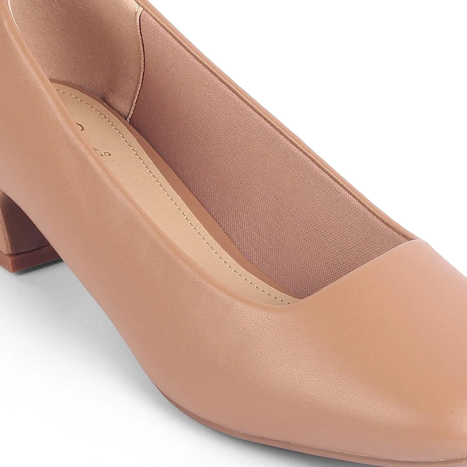 Tresmode Riyan Camel Women's Casual Block Heel Pumps