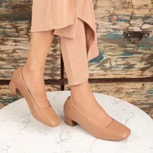 Tresmode Riyan Camel Women's Casual Block Heel Pumps