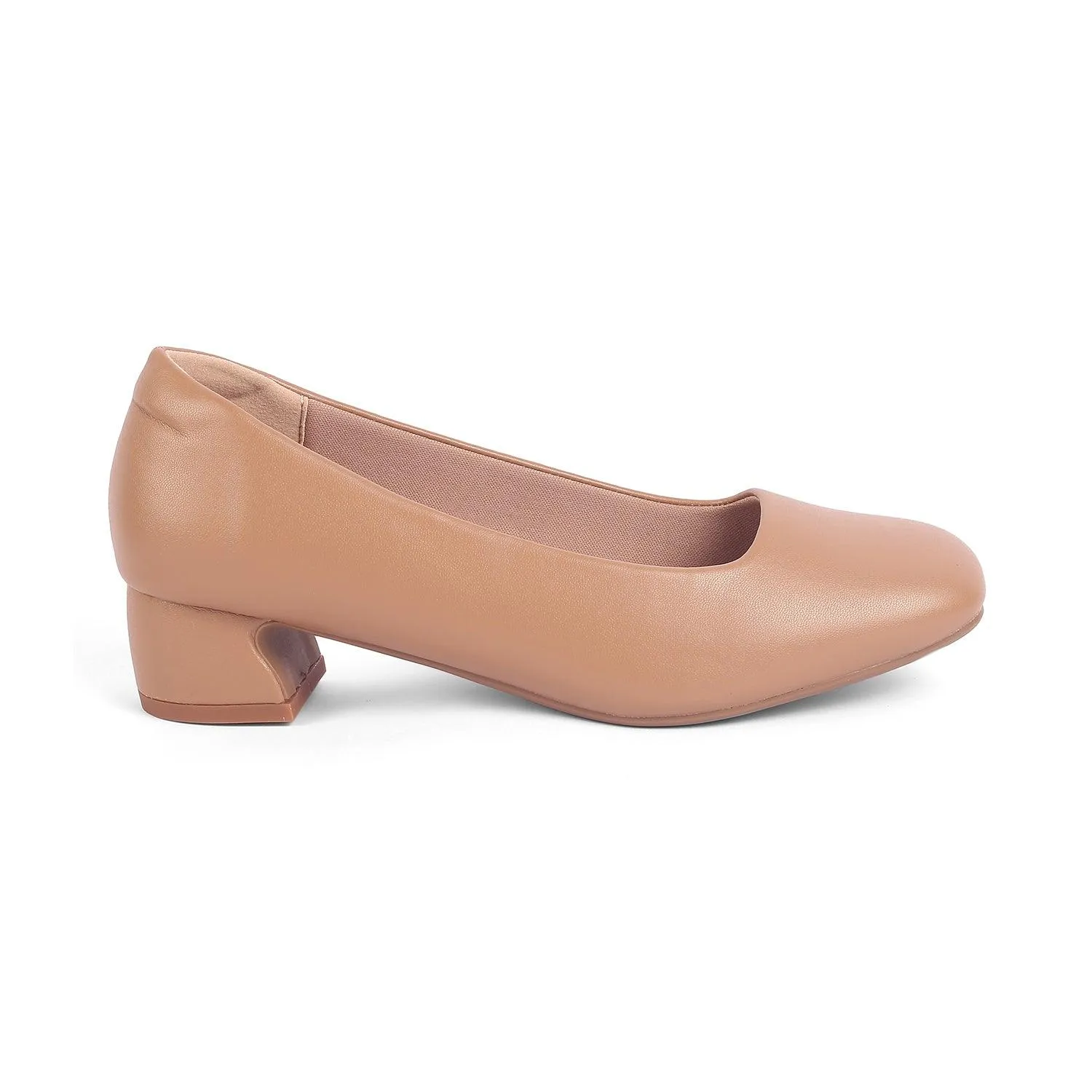 Tresmode Riyan Camel Women's Casual Block Heel Pumps