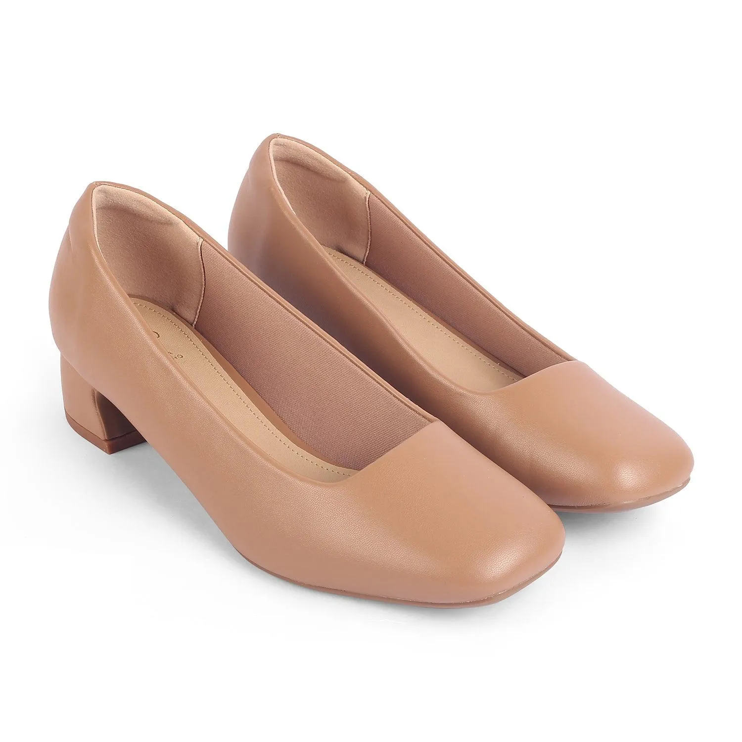 Tresmode Riyan Camel Women's Casual Block Heel Pumps