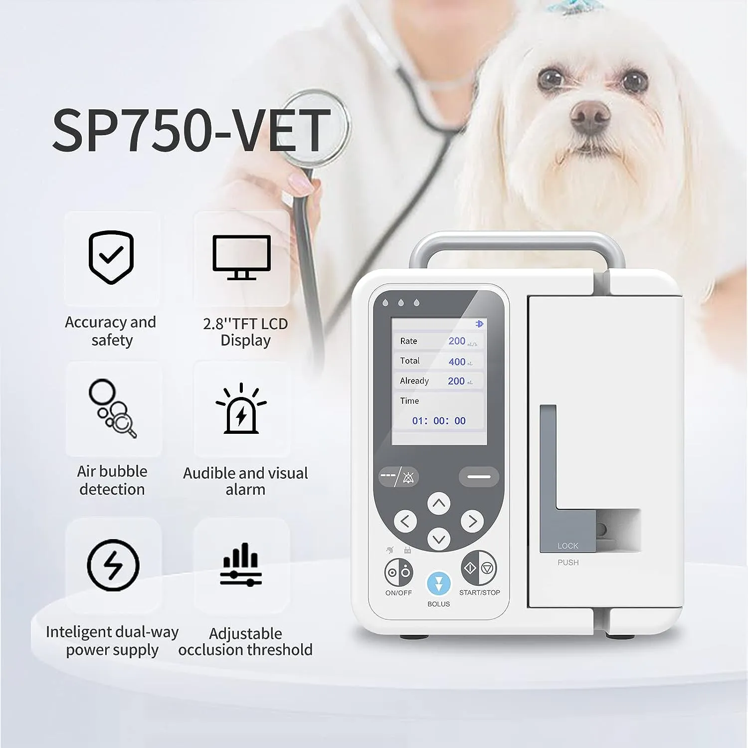 Veterinary Infusion Pump for Animal Use in Clinic Home Factory with High Accuracy and Comprehensive Alarm