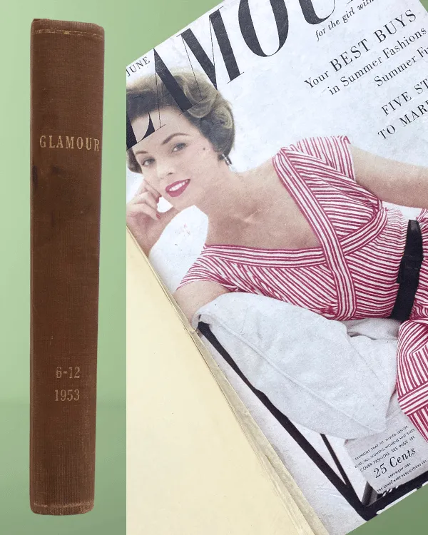 Vintage 1953 GLAMOUR Magazine Hardcover Book | June-December