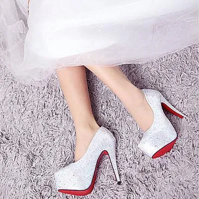 Weddding rhinestone platform stiletto heels