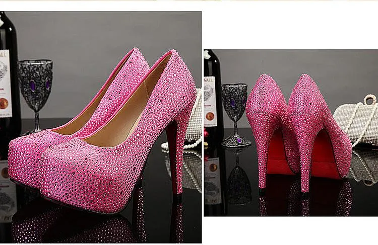 Weddding rhinestone platform stiletto heels