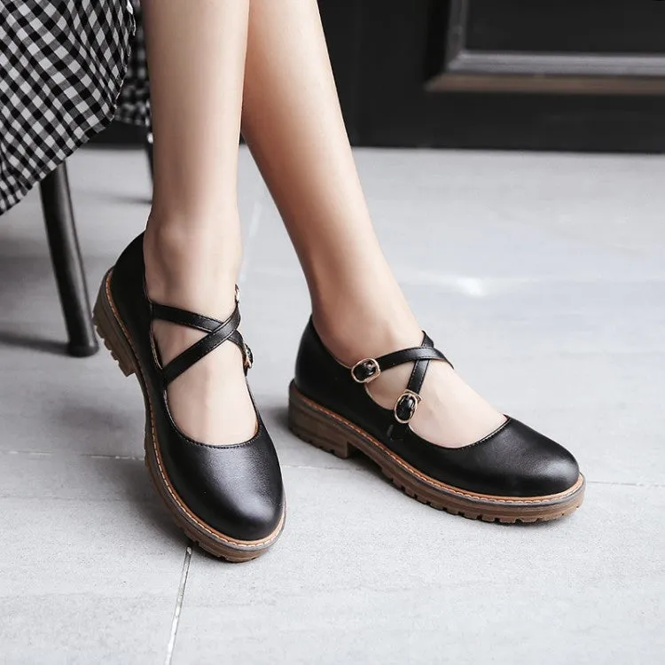 Women Buckle Middle Heel Pumps