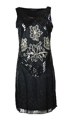 womens-black-sleeveless-flower-embroidery-mini-chinlon-dress-1