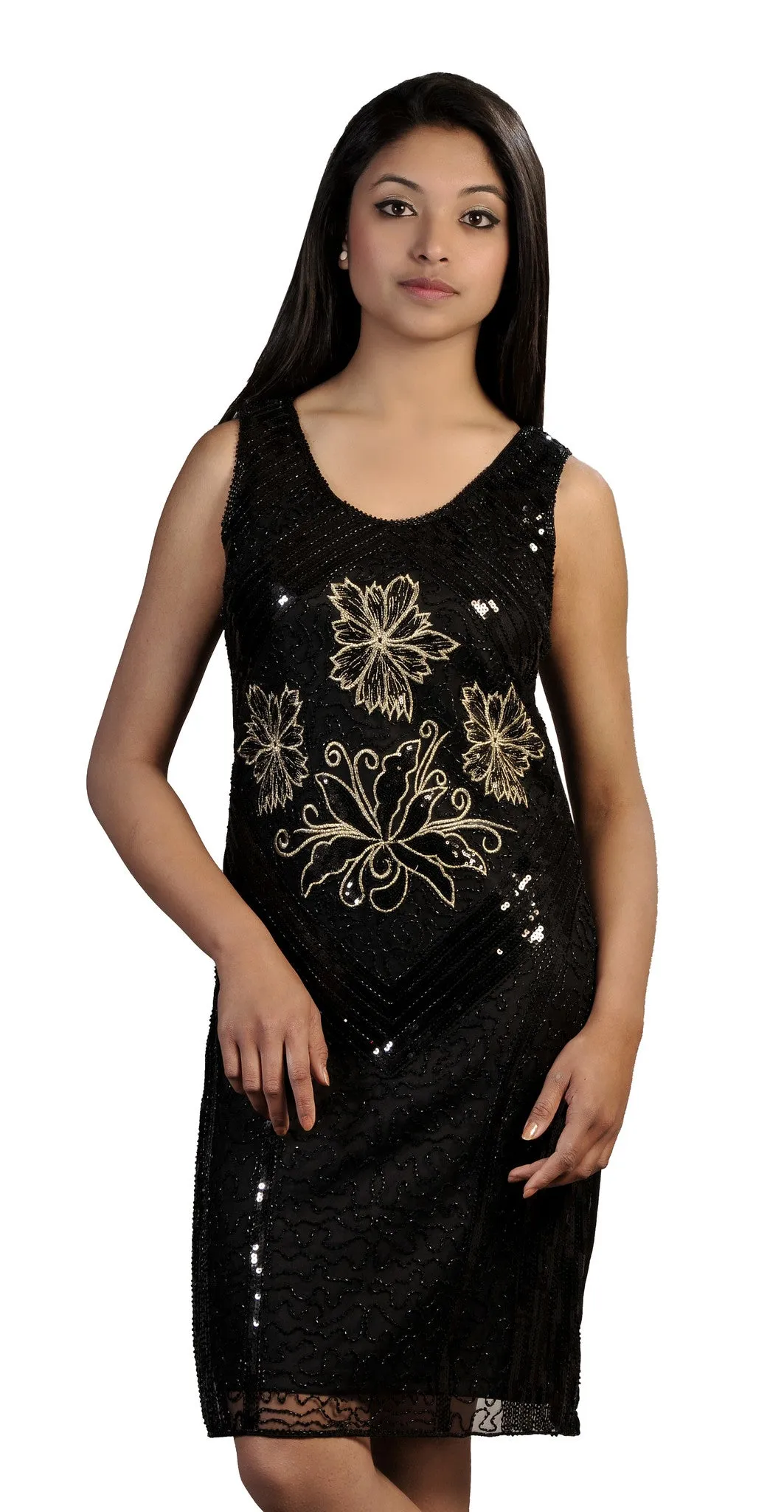 womens-black-sleeveless-flower-embroidery-mini-chinlon-dress-1