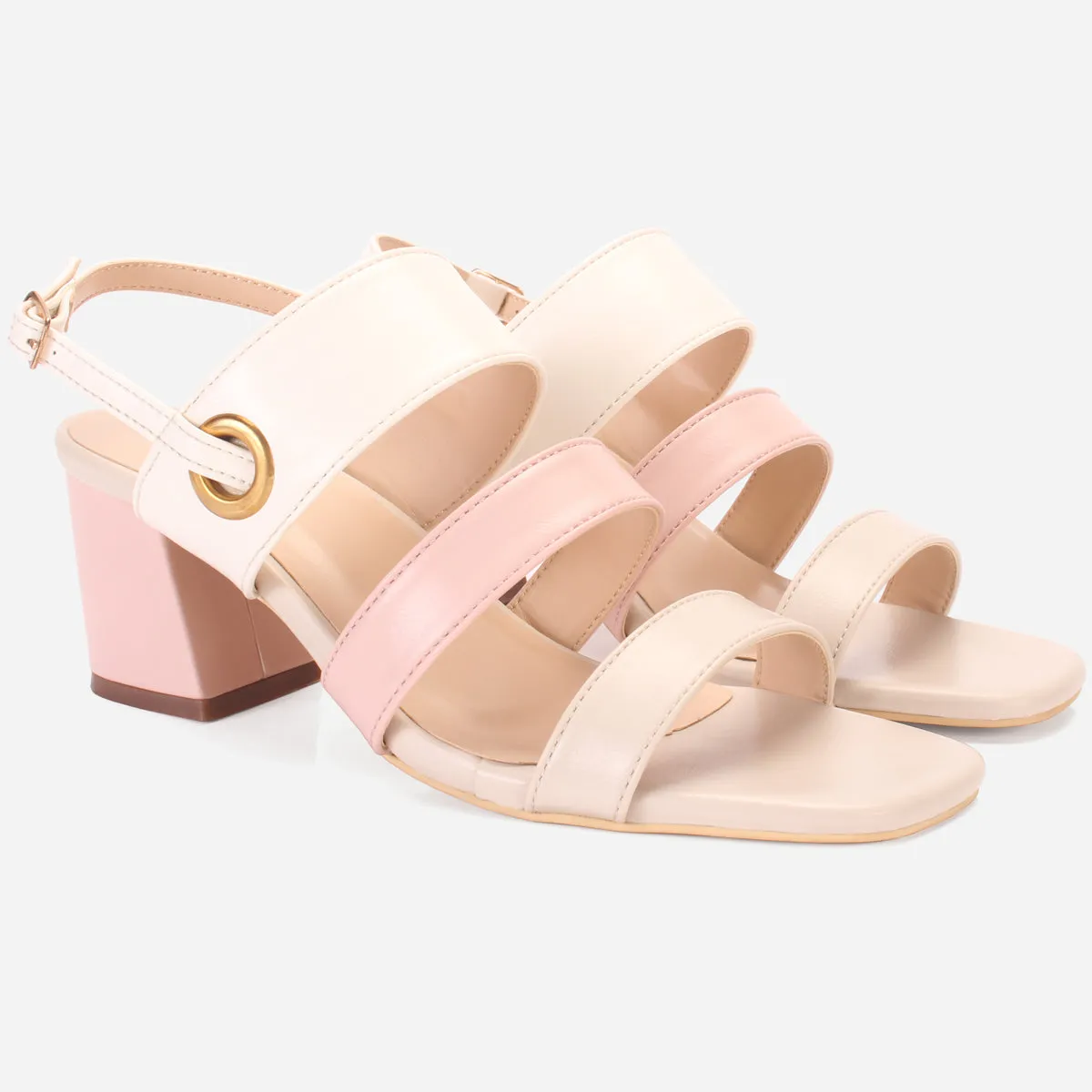 Womens "MICHELLE" Block Heeled Open Toe Sandals