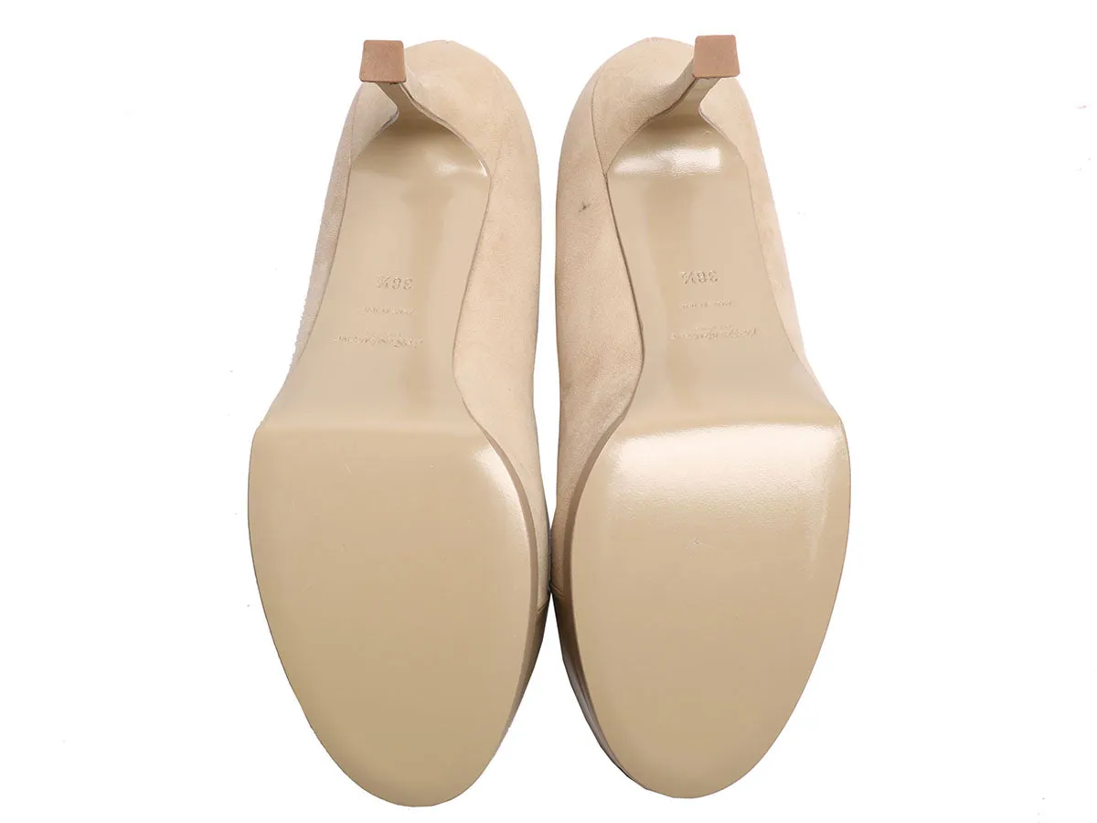 YSL Beige Suede Tribute Two Platform Pumps